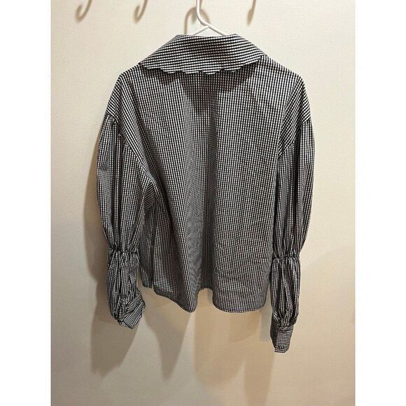 Anthropologie NWT Gingham Scoop Collar Shirt Blouse Charming Retro Chic - Picture 2 of 7